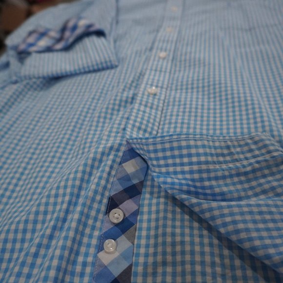 Luxury Tailorbyrd Men's Long-Sleeve Button-Down Shirt, Blue, Size XXL - Picture 4 of 4